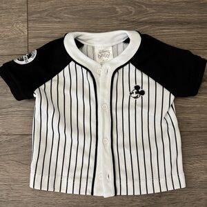 Disney Baby Mickey Mouse Black and White Baseball Jersey
